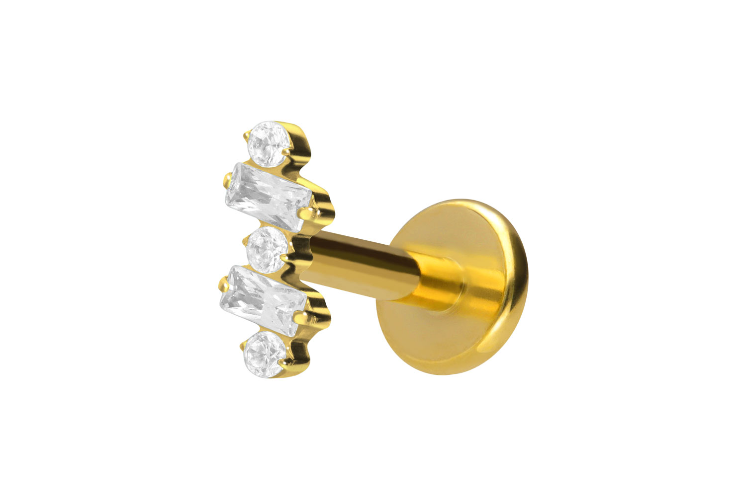 Titan Labret Piercing mit Push Fit EINGEFASSTE KRISTALLE